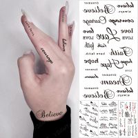 hot【DT】 Believe Aterproof Temporary Sticker Text Word Arm Couple Fake Tatoo Men