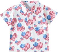 Toddler Boys Girls Short Sleeve Independence Day 4 of July Kids Tops T Shirt with Pocket Neck Shirt