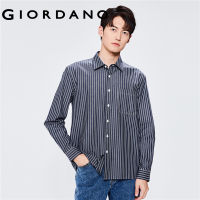 Giordanoผู้หญิง เสื้อเชิ้ตลำลองแขนยาวลายทางผ้าฝ้ายลายทางเดียว Free Shipping 01042110