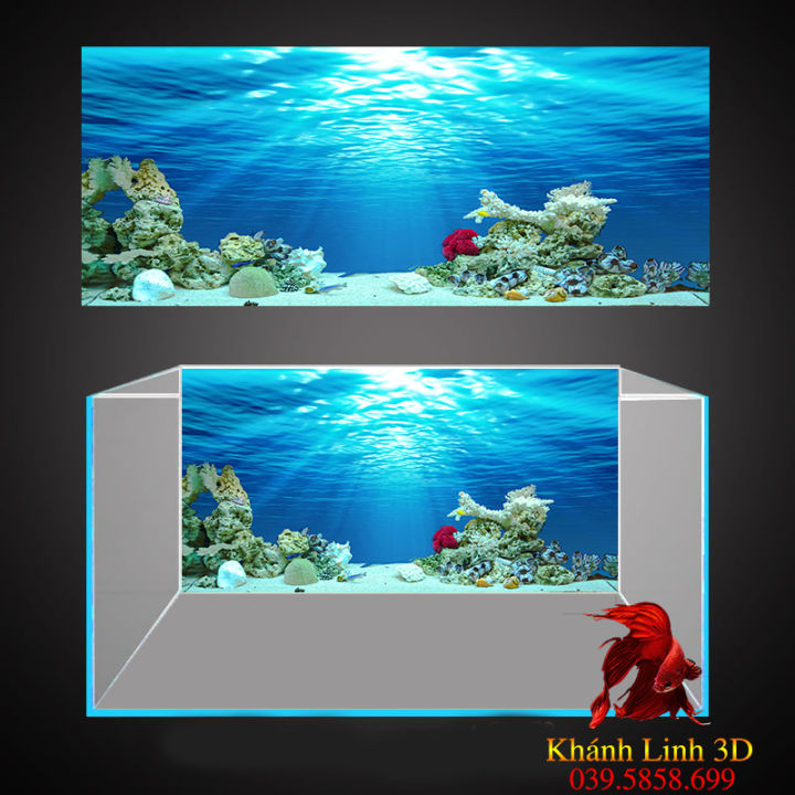 Bức tranh 3D hồ cá với vẻ đẹp mộng mơ sẽ khiến bạn cảm thấy thư giãn và yên bình. Hãy nhìn qua bức tranh và đắm chìm trong không gian yên tĩnh của hồ cá.