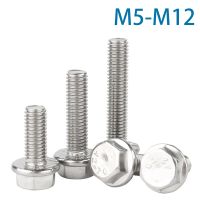 1 10pcs M5 M6 M8 M10 M12 A2 70 304 Stainless Steel GB5787 Hexagon Head with Serrated Flange Cap Screw Hex Washer Head Bolt