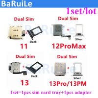 BaRuiLe 1Set Konektor Pembaca Kartu Sim Ganda Kabel Flex untuk iPhone 13 11 12 Pro Max XR Bagian Pengganti Tempat Slot Baki Kartu Sim