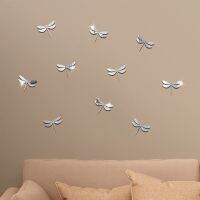 Dragonfly mirror acrylic decoration 3d three-dimensional wall paste home bedroom living room layout self-adhesive removable Window Sticker and Films