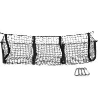 Pocket Trunk Storage Bag Storage Heavy Cargo Net Suitable for Car SUV Pickup Truck Bed Black Mesh Belt 4 Hooks and