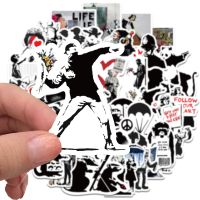 【CW】☇✙๑  67PCS Banksy Sculptures Thrower Stickers Street Graffiti Decals for Luggage Laptop Skateboard