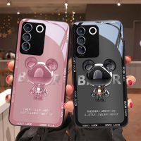 เคส Vivo V27 V25 V23 5G เคส Vivo V27 V25 Pro 5G เคส Vivo V27E Y36 Y22S V25E V23E เคส โทรศัพท์กระจก กันกระแทก ลายหมีโลหะ หรูหรา สําหรับ