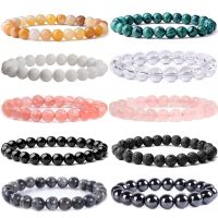 COD SDGREYRTYT 6-8mm Unisex Natural Stone Round Beads Bracelet Elastic Crystal Bangle Bracelets Handmade Chakra Treatment Jewelry