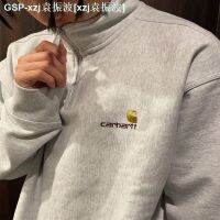 Carhartt ปกคอตั้งมีซิปสเวตเตอร์เสื้อสวมหัวกำมะหยี่บวก,แจ็คเก็ตทรงหลวมลำลองทรงหลวมอินเทรนด์สำหรับหน้าหนาว