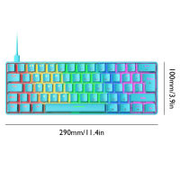 T60 Mechanical Gaming Keyboard Blue Switch 62 Keys USB Wired Gaming Keyboard with 18 RGB Lights Effect for Desktop PC Gamer