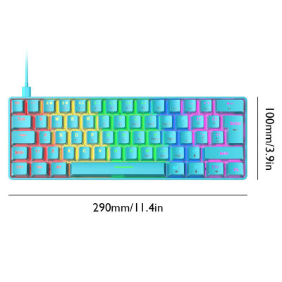 T60 Mechanical Gaming Keyboard Blue Switch 62 Keys USB Wired Gaming Keyboard with 18 RGB Lights Effect for Desktop PC Gamer