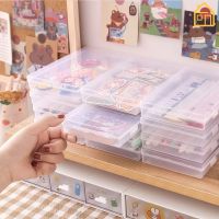 ☒ กล่องพลาสติกใสสําหรับใส่ดินสอเครื่องเขียน Memo Organizer