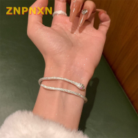 ZNPNXN กำไลข้อมือเงินสีเงินสร้อยข้อมืองูสำหรับผู้หญิงสร้อยข้อมือแฟชั่นบุคลิกภาพที่เรียบง่ายปรับได้เครื่องประดับงานแต่งงานของขวัญวันเกิด