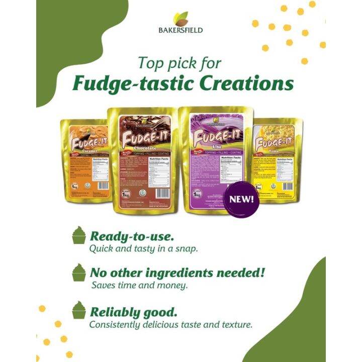 1kg BAKERSFIELD FUDGE IT UBE CHOCOLATE YEMA CARAMEL FUDGE Lazada PH