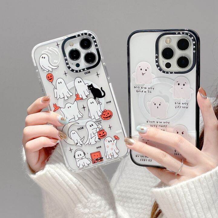 Original Magnetic Casetify Cartoon Ghost Hard Case For Iphone 14 14pro