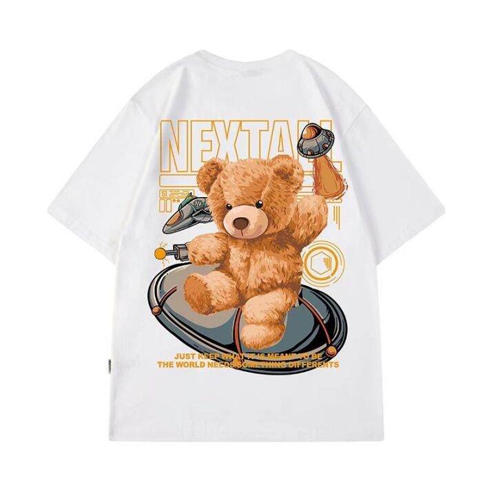 codtheresa-finger-couple-t-shirt-european-american-street-wear-bear-round-neck-short-sleeved-men-women-trendy-fashion-unique-hip-hop-oversize-loose-casual-five-point