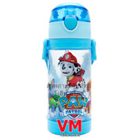 กระติกน้ำ 450ml. หลอดดูดแบบเด้ง ฝาใส มีหูหิ้ว และสายสะพาย ลาย PAW PATROL (V2)