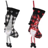 2 Piece Set of Christmas Stockings Hanging Doll Ornaments Christmas Pendants Santa Socks