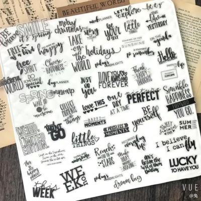 90pcs Beautiful Words Good English Magazine Letters Material Stickers Die Cut For DIY Scrapbooking Junk Journal Sticker
