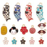 Alloy Enamel Pendants Mixed Shapes Mixed Color 12~34x9.5~13.5x1.2~3mm hole: 1.5-2.5mm 60pcs/box