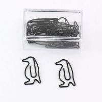 15pcs/box Black Penguin Shape Paper Clips Paper Notes Clips DIY Bookmark Binder Clips Notes Letter