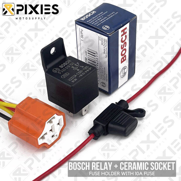 5 Pin Horn Relay 12V SPST Relay Ceramic Socket Fuse Holder with FUSE 10A fusebox Lazada PH