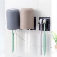 Creative Toothbrush Holder Simple Water Cup Toothbrush Storage Holder Wall Bathroom Brushing Cups Rack Black Toothbrush Holder