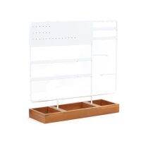 Jewelry Stand Holder with Wooden Tray,5-Tier Jewelry Tower Organizer with 188 Earring Holes, for Watches and Bracelets