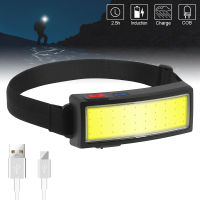 SecurityIng Portable Mini Headlamp COB LED 3 Modes Headlight Built-in Battery Flashlight USB Rechargeable Torch Lantern Camping