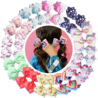 24PCS 4.5Inch Hair Bows Clips Rainbow Grosgrain Ribbon Bows Alligator Hair Clips Unicorn Hair Bows Hair Accessories for Girls