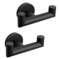 2PCS Bathroom Double Towel Hook Stainless Steel Robe Towel Holder Heavy Duty Double Coat Hook