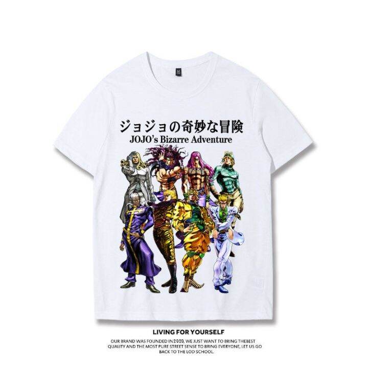 jojo-s-bizarre-adventure-co-branded-เสื้อยืด-jotaro-kujo-kira-yoshikage-ญี่ปุ่นอะนิเมะอุปกรณ์ต่อพ่วงแขนสั้นชายแนวโน้ม