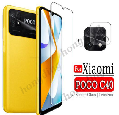 POCO C40กระจกนิรภัยที่มีขอบสีดำป้องกันหน้าจอสำหรับ Xiaomi Poco C40ทั่วโลกแก้วบน Mi C40เลนส์ฟิล์มป้องกัน6.71