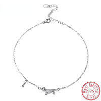 ChicSilver Chain 925เงินสเตอร์ลิง Dog Anklets สร้อยข้อมือกระดูกสีขาว CZ น่ารัก Doggy Anklet เครื่องประดับเท้าสำหรับผู้หญิง Girls