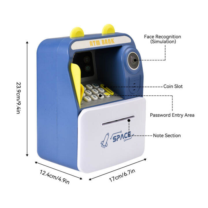 เอทีเอ็มธนาคารออมสิน-ของเล่น-qwifyu-นาฬิกาปลุกอิเล็กทรอนิกส์ความปลอดภัยสำหรับเด็กเอทีเอ็มธนาคารออมสินด้วยเงินจริงพร้อมแสงไฟและเอฟเฟกต์เสียงอุปกรณ์ป้อนบิลอัตโนมัติเหรียญสลอตป้องกันขาและอื่นๆสำหรับเด็กผ