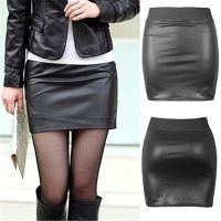 Women PU Leather Skirt High Waist Bodycon Short Skirt Office Ladies Work Wear Solid Black Sexy Party Women Elastic Mini Skirts