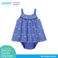 CARTERS SUNSUIT BLUE FLORAL PRINT คาร์เตอร์ชุดบอดี้สูทเดรสเด็กผู้หญิง สีฟ้า ลายดอกไม้ L10