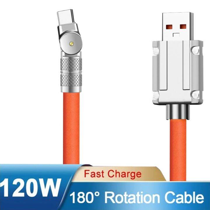 6a-สาย-usb-type-c-120w-ชาร์จเร็วสำหรับชาร์จหมุน-poco-xiaomi-realme-180-honor-12สำหรับ-huawei-ข้อมูลสาย-f4