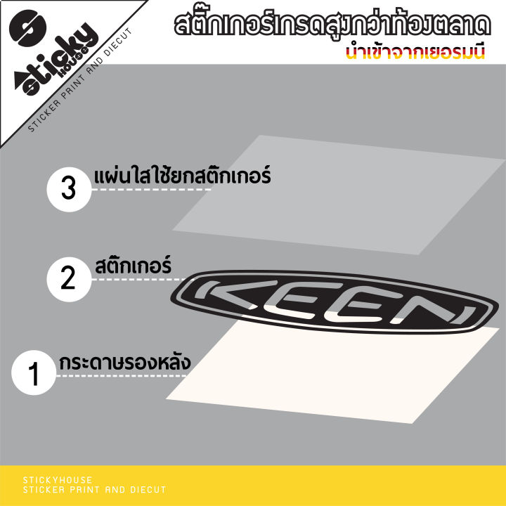 sticker-สติกเกอร์แค้มปิ้ง-เดินป่า-ลาย-keen-งานไดคัท-สติกเกอร์ติดได้ทุกที่-มีหลายสีหลายขนาดให้เลือก-ติดรถได้