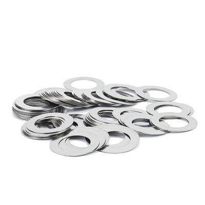 100 buah 304 baja tahan karat M1. 5-m8 cincin pencuci datar Ultra tipis Gasket jarak jauh presisi untuk poros 0.1 0.2 0.3 0.5 1.0mm