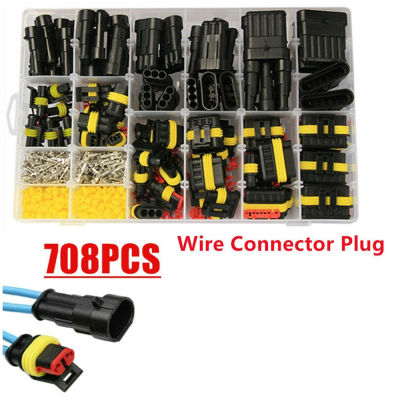 708Pcs 708Pcs 1-6Pin Car Wire Electrical Connectors Terminals Assortment Waterproof Kit