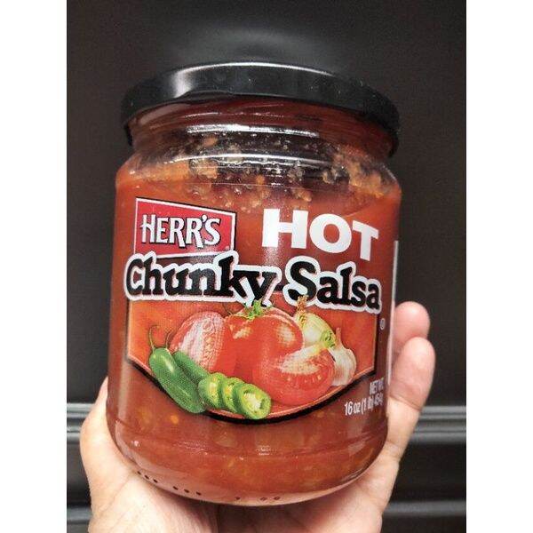 ️ Herr's Hot Salsa Dip Sauce ซัลซ่า ซอส เฮอร์ 454g. ️ Lazada.co.th