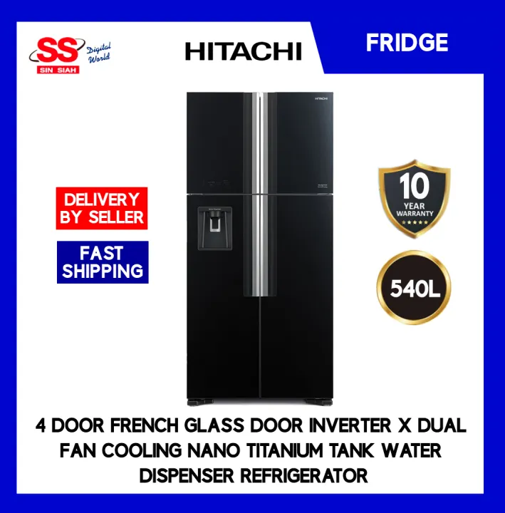 Hitachi RW720P7M GBK BLACK 540L 4 Door French Glass Door Inverter X