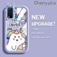 เคส Chenyyka สำหรับ VIVO Y30 Y30i Y50เคสการ์ตูนน่ารักลายยูนิคอร์นสีสันสดใสน่ารักเลนส์กล้องถ่ายรูปแบบนิ่มสัตว์ประหลาดน้อยซิลิโคนเคสโปร่งใสเคสกันกระแทกแบบใสง่าย