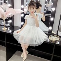 [COD] 2021 summer new girls dress middle and big children Korean version of lace mesh princess foreign style