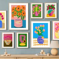 Pink Flower Market Vase Floral Plant Cute Wall Art Canvas Painting Nordic Posters And Prints Wall Picture For Living Room Decor