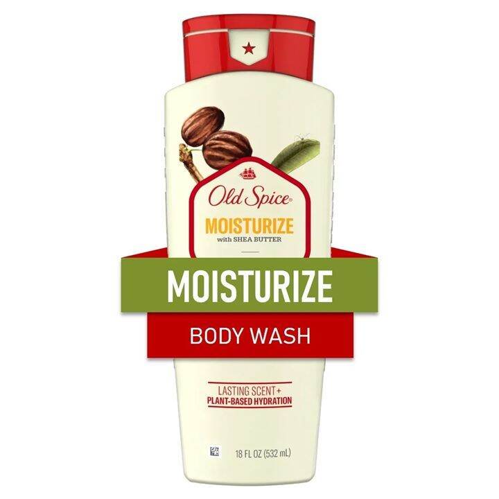 Old Spice Moisturize with Shea Butter Body Wash, Lasting Scent + Plant