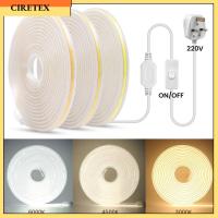 CIRETEX ไฟติดตู้แบบยืดหยุ่นสีขาวอบอุ่น1เมตร288 Leds/m เทปหลอดไฟแถบไฟ LED แสง220V