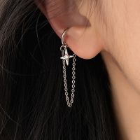 1PC Fashion Bohemian Tassel Star Ear Clip Earring for Women Men Simple Fake Cartilage No Ear Hole Long Chain CZ Ear Cuff Jewelry