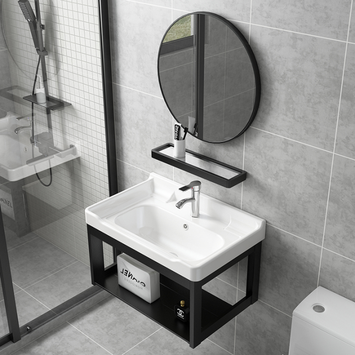 Ceramic Bathroom Sinks Cabinet Ceramic set With mirror and shelf ...