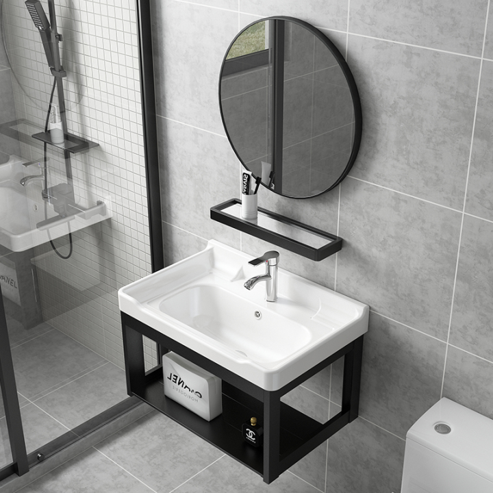 Ceramic Bathroom Sinks Ceramic set With mirror and shelf